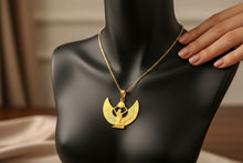 Load image into Gallery viewer, Gold Goddess Isis Pendant, Winged Egyptian Goddess, Egyptian Jewelry, Divine Minimalist Necklace, Gift for Men and Women
