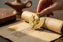 Load image into Gallery viewer, Gold Goddess Isis Pendant, Winged Egyptian Goddess, Egyptian Jewelry, Divine Minimalist Necklace, Gift for Men and Women
