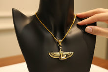 Load image into Gallery viewer, Gold Goddess Isis Pendant, Winged Egyptian Necklace, Gift for Men and Women
