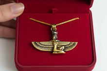 Load image into Gallery viewer, Gold Goddess Isis Pendant, Winged Egyptian Necklace, Gift for Men and Women
