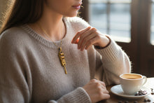 Load image into Gallery viewer, Gold Hathor Sistrum Pendant, Egyptian Revival Amulet Necklace
