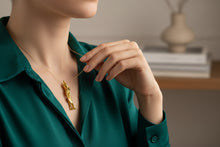 Load image into Gallery viewer, Gold Goddess Sekhmet Pendant, Egyptian Revival Amulet Gift
