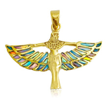 Load image into Gallery viewer, Winged Opal Goddess isis Gold Pendant Necklace
