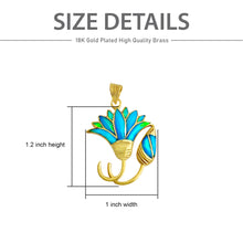Load image into Gallery viewer, Blue Opal Lotus Flower Gold Pendant Necklace
