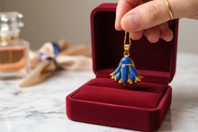 Load image into Gallery viewer, Gold Sparkle Blue Opal Lotus Flower Pendant, Egyptian Necklace
