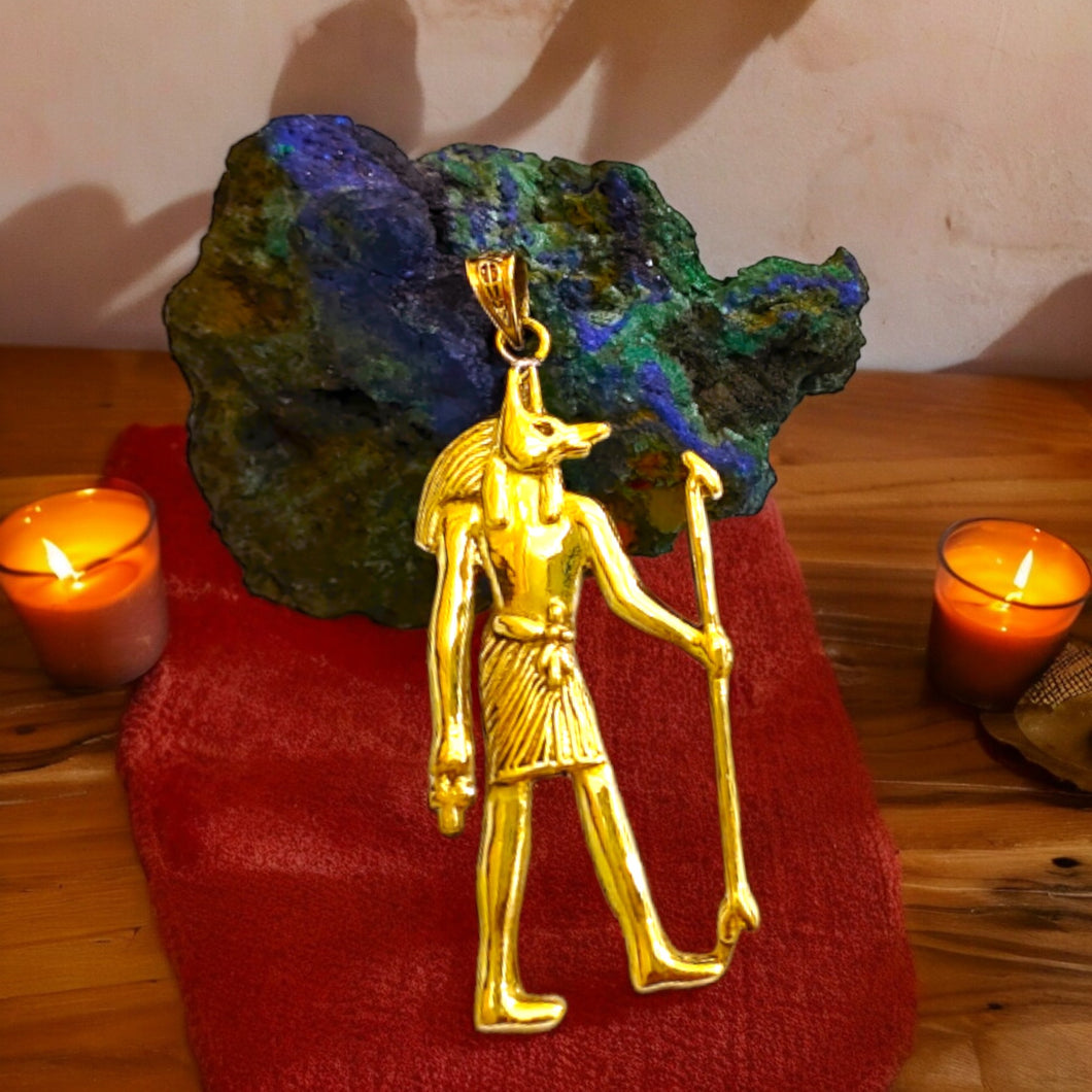 Gold God Anubis Pendant Necklace