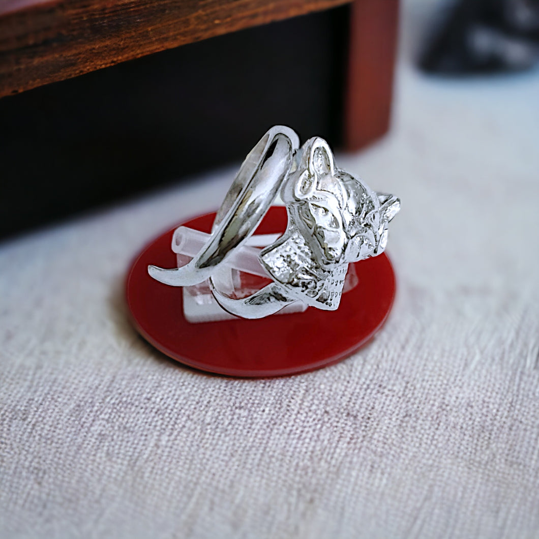 Silver Goddess Bastet The Cat Adjustable Ring