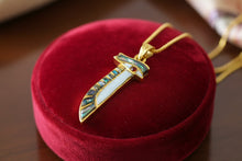 Load image into Gallery viewer, Gold Eye of Horus Necklace, Mother of Pearl Egyptian Pendant
