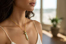 Load image into Gallery viewer, Gold Eye of Horus Necklace, Mother of Pearl Egyptian Pendant
