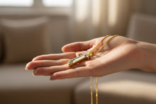 Load image into Gallery viewer, Gold Eye of Horus Necklace, Mother of Pearl Egyptian Pendant
