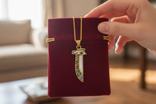 Load image into Gallery viewer, Gold Eye of Horus Necklace, Mother of Pearl Egyptian Pendant
