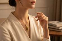 Load image into Gallery viewer, Gold Sekhmet Pendant, Egyptian Revival Lion Goddess Necklace
