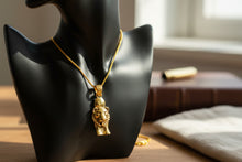 Load image into Gallery viewer, Gold Sekhmet Pendant, Egyptian Revival Lion Goddess Necklace

