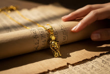 Load image into Gallery viewer, Gold Sekhmet Pendant, Egyptian Revival Lion Goddess Necklace
