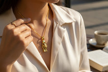 Load image into Gallery viewer, Gold Sekhmet Pendant, Egyptian Revival Lion Goddess Necklace
