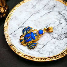 Load image into Gallery viewer, Sparkle Blue Opal Scarab Gold Pendant Necklace
