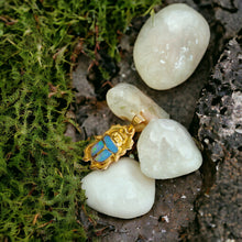 Load image into Gallery viewer, Dainty Sparkle Blue Opal Scarab Gold Pendant Necklace
