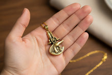 Load image into Gallery viewer, Gold God Sobek The Crocodile Pendant, Egyptian Revival Jewelry Gift
