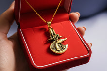 Load image into Gallery viewer, Gold God Sobek The Crocodile Pendant, Egyptian Revival Jewelry Gift
