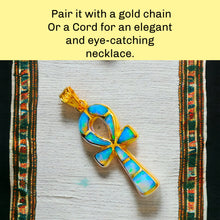 Load image into Gallery viewer, Opal Key of Life Ankh Gold Pendant Necklace
