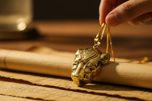 Load image into Gallery viewer, Gold Sekhmet Pendant, Egyptian Revival Lioness Necklace
