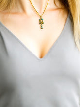 Load image into Gallery viewer, Opal Key of Life Ankh Gold Pendant Necklace
