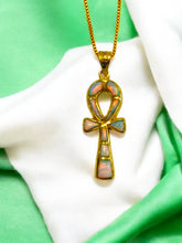 Load image into Gallery viewer, Opal Key of Life Ankh Gold Pendant Necklace
