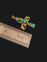 Load image into Gallery viewer, Opal Gold Key Of life Ankh Eye of Horus Complex Pendant Necklace
