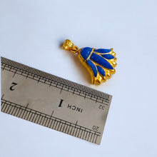 Load image into Gallery viewer, Gold Sparkle Blue Opal Lotus Flower Pendant, Egyptian Necklace
