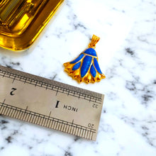 Load image into Gallery viewer, Gold Sparkle Blue Opal Lotus Flower Pendant, Egyptian Necklace
