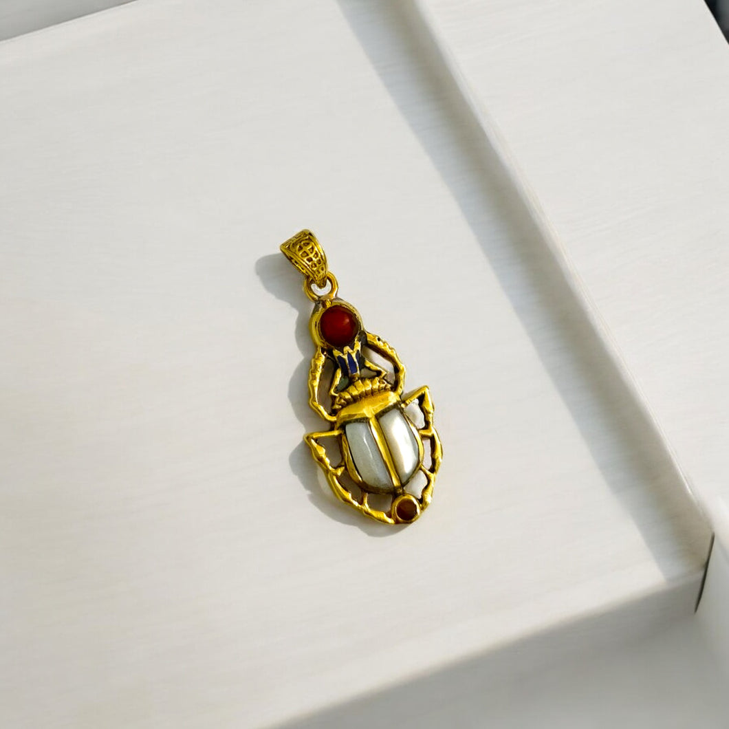 Gold Unique Scarab Pendant Necklace