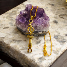 Load image into Gallery viewer, Gold Was Scepter Ankh Djed Pillar Pendant Necklace
