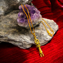 Load image into Gallery viewer, Gold Was Scepter Ankh Djed Pillar Pendant Necklace
