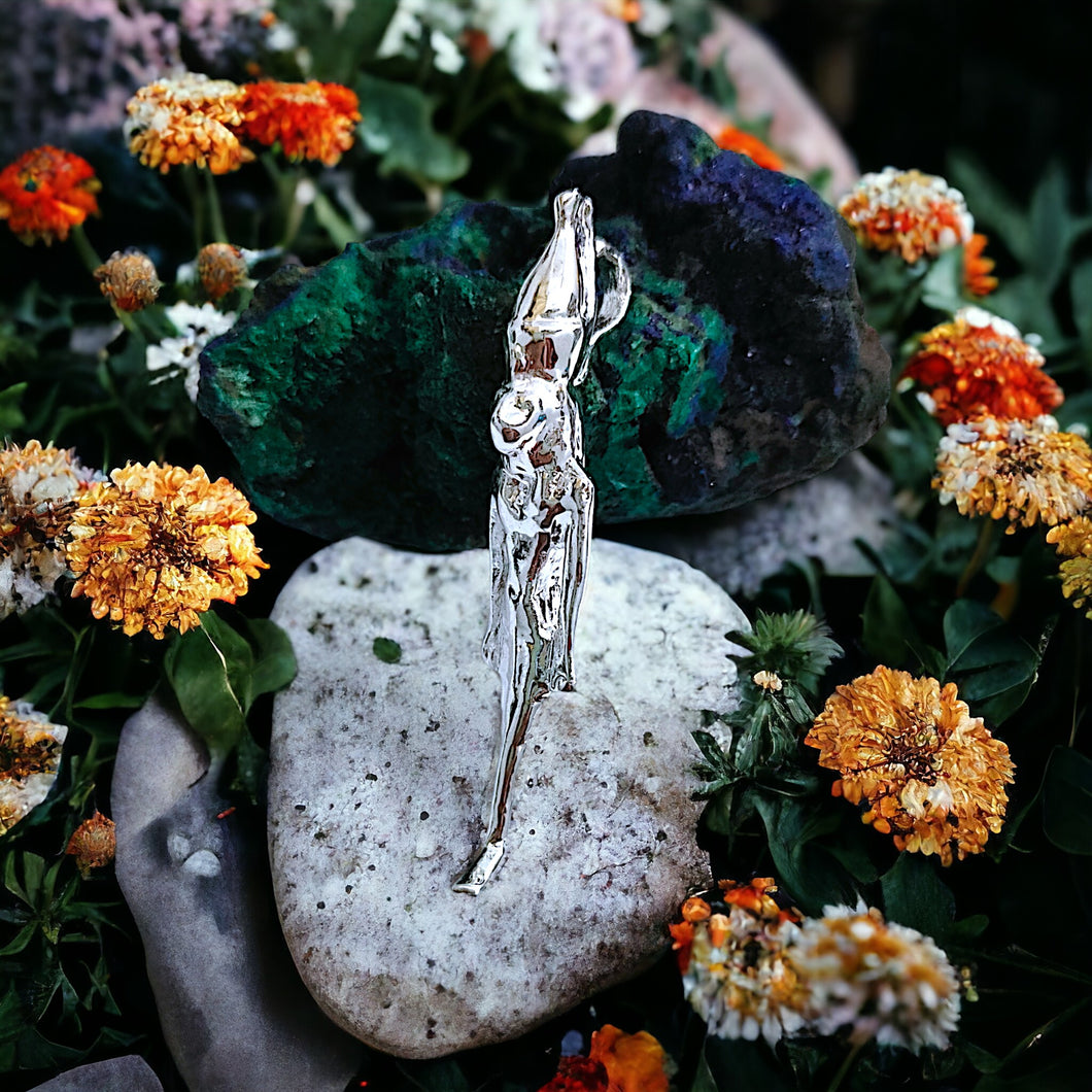 Silver Goddess Sekhmet Pendant Necklace