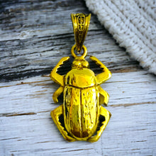 Load image into Gallery viewer, Gold Winged Royal Scarab Pendant Necklace
