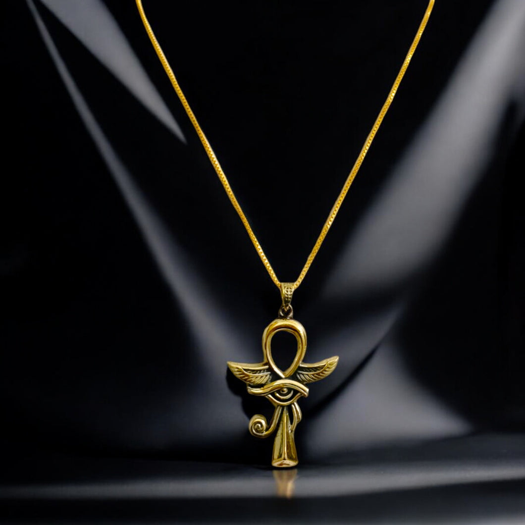 Winged Eye Ankh Pendant Necklace