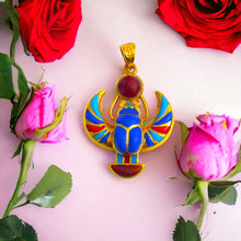 Load image into Gallery viewer, Gold Winged Scarab Pendant Necklace
