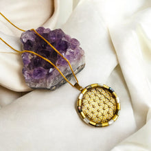 Load image into Gallery viewer, Flower of Life Key Of life Mother of Pearl Gold Pendant Necklace
