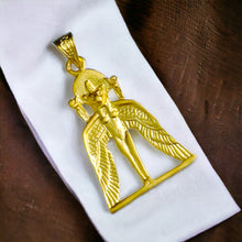 Load image into Gallery viewer, Winged Goddess Sekhmet Gold Pendant
