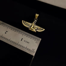 Load image into Gallery viewer, Gold Goddess Isis Pendant, Winged Egyptian Necklace, Gift for Men and Women
