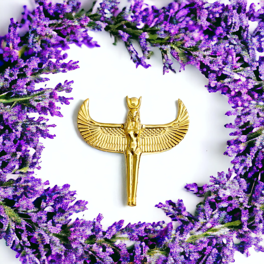 Gold Winged Goddess Isis Pendant