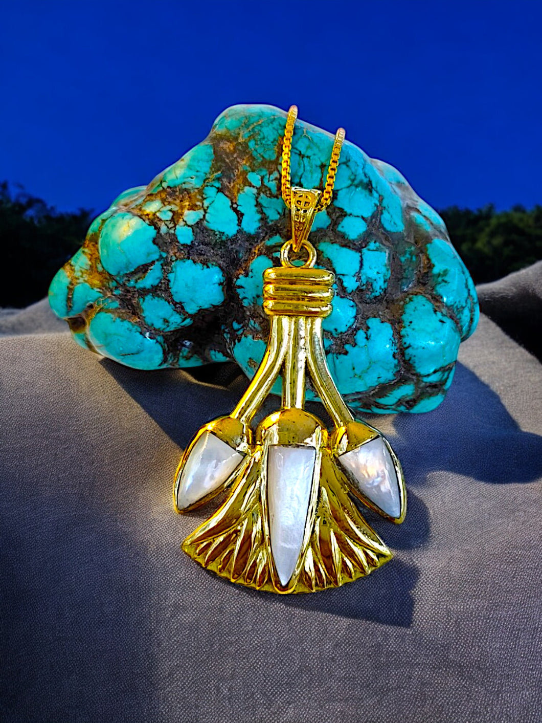 Gold Lotus Flower Pendant Necklace