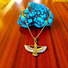 Load image into Gallery viewer, Winged Opal Goddess isis Gold Pendant Necklace
