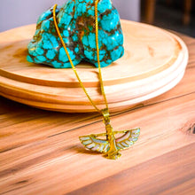 Load image into Gallery viewer, Winged Opal Goddess isis Gold Pendant Necklace
