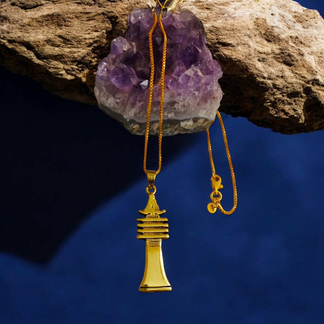 Gold Djed Pillar Pendant Necklace